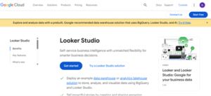 home page of google looker studio 